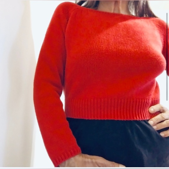 Boatneck cropped red sweater from Catanella by Origine - size Small (Petite) - Picture 4 of 4